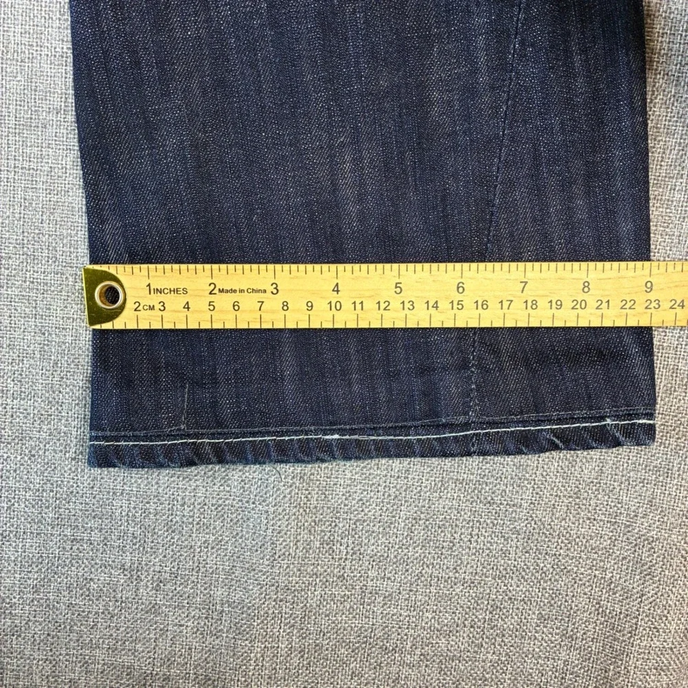True Religion Joey Jeans Mens 32x30 Dark Wash Flare Twisted Seam Horseshoe Logo